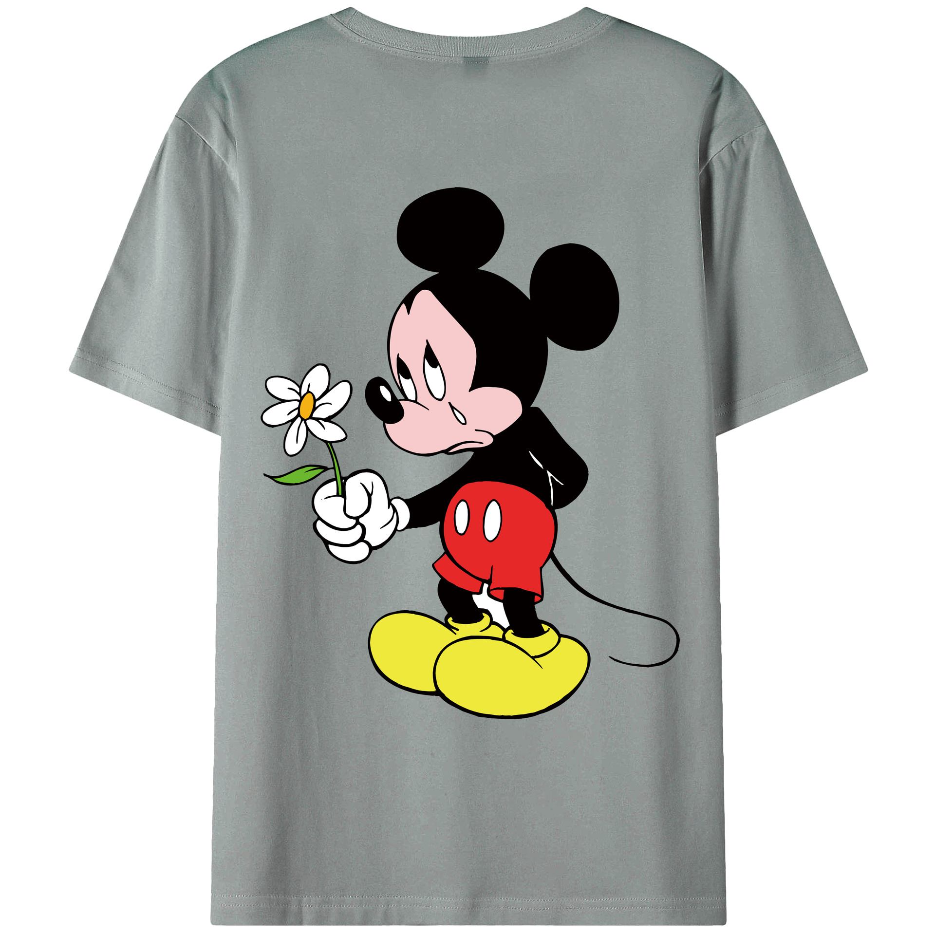 ミッキーマウス Mickey Mouse 綿100％ メンズ半袖Tシャツ（バックプリント） 通気性
